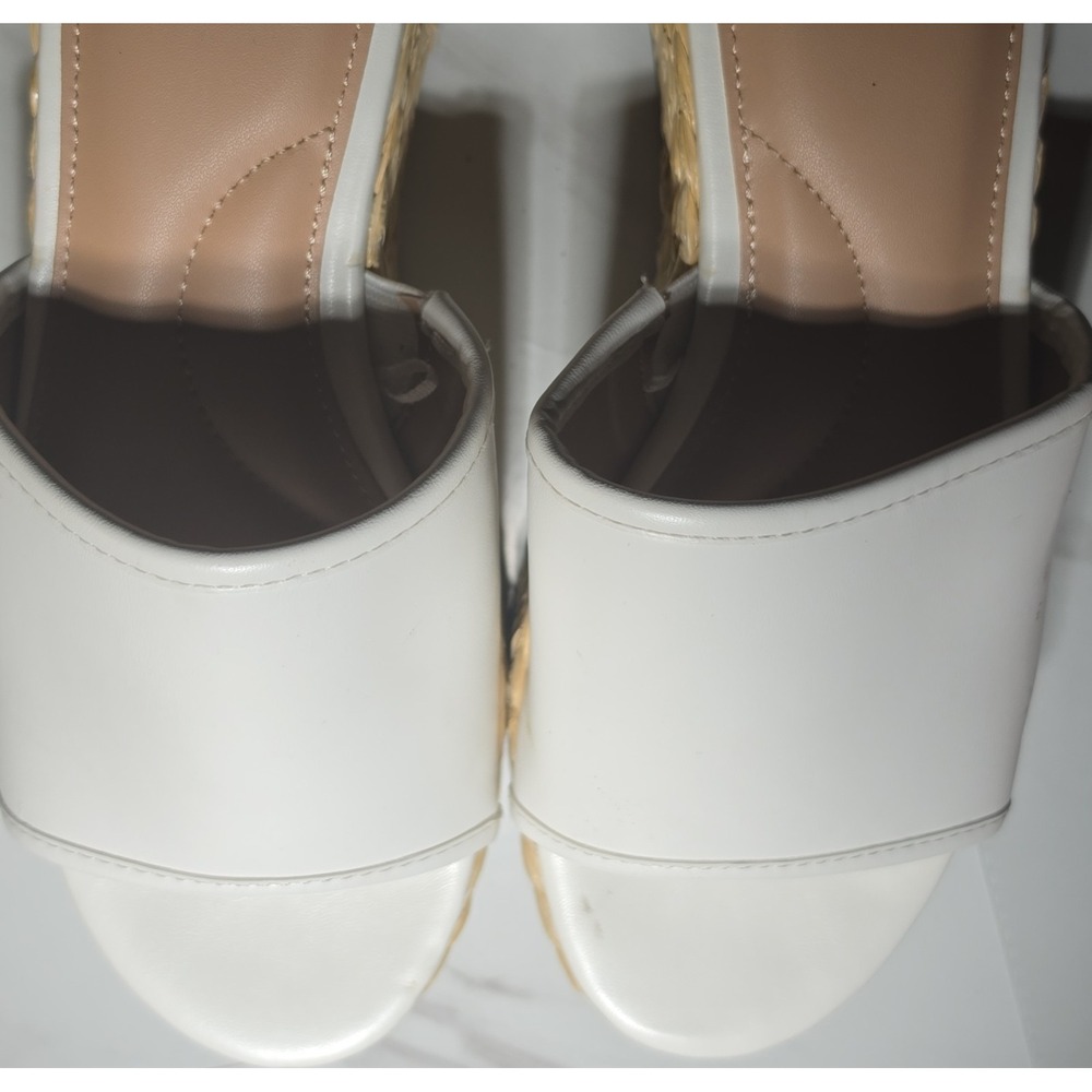 Time And Tru Women's White Synthetic Wedge Slide Sandals Size 8.5